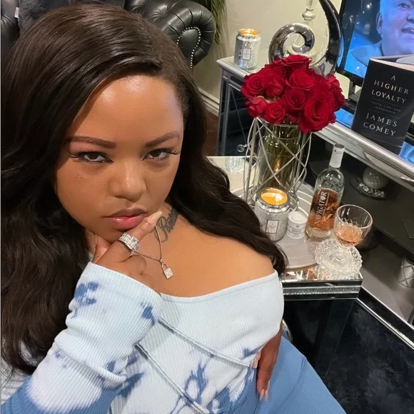 Caught In A Tie Dye Off-Shoulder Midi Dress - Blue/White - Picture 12 of 16